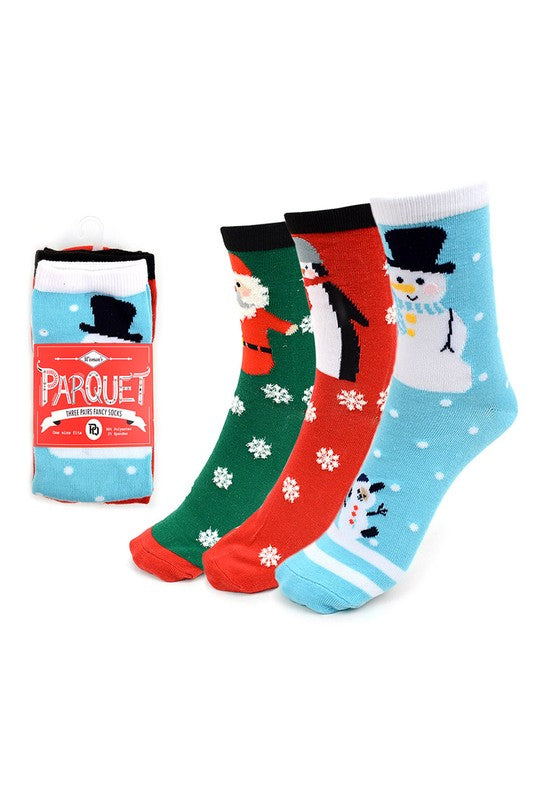 3 Pairs Ladies Christmas Holidays Crew Socks