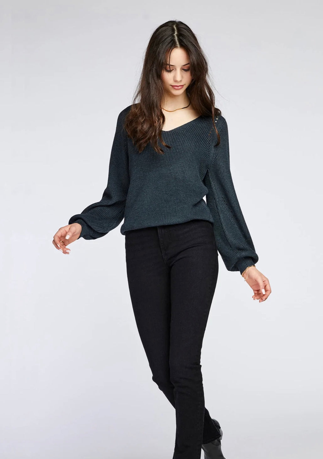 The Hailey Sweater- Heather Spruce Green- Gentle Fawn