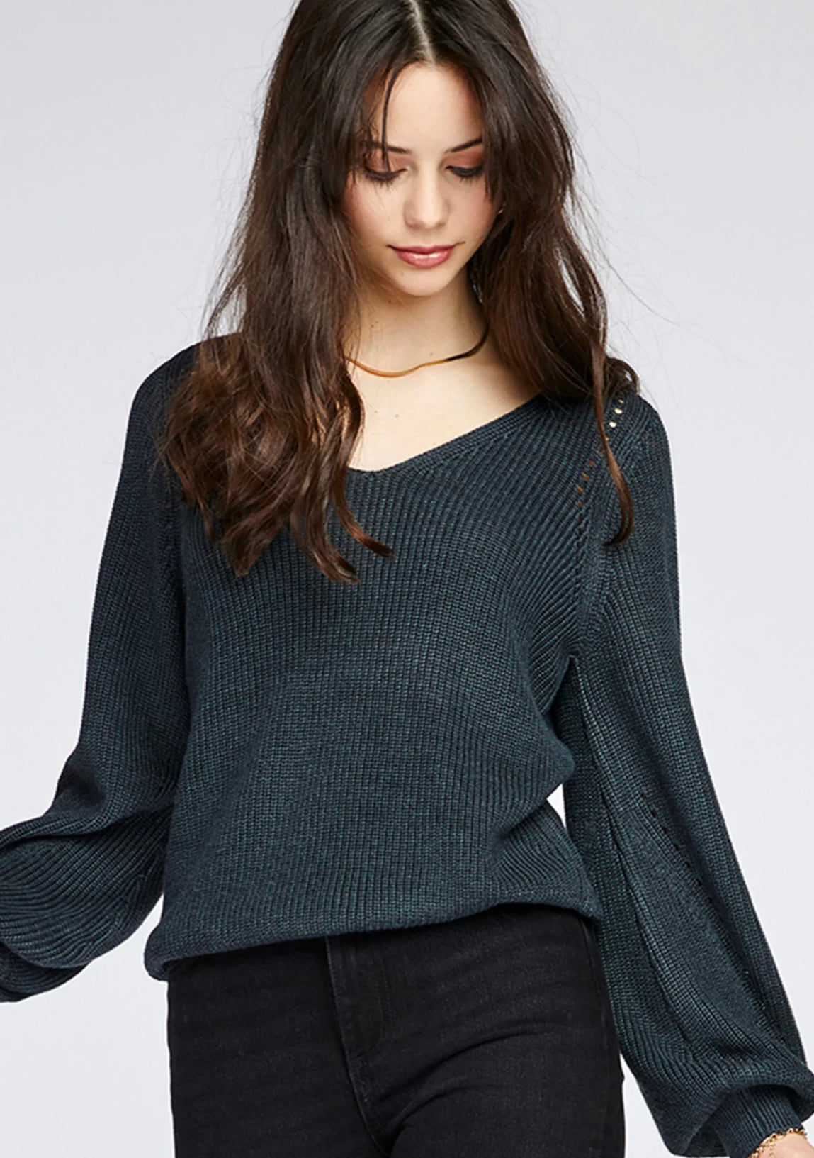 The Hailey Sweater- Heather Spruce Green- Gentle Fawn