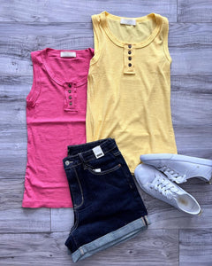 Bright Days Ribbed Tanks in Yellow