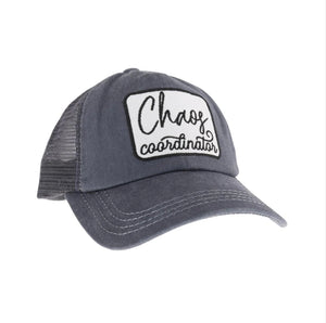 CC beaine Embroidered Chaos Coordinator Patch C.C High Pony Criss Cross Ball Cap MBT7010 Grey