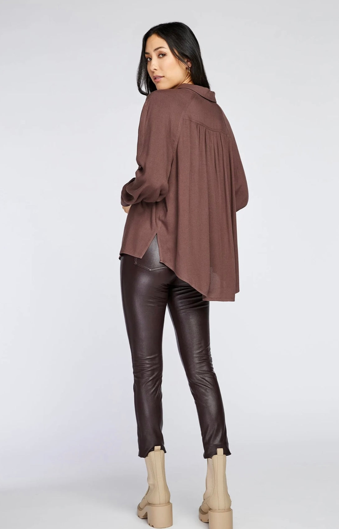 The Fiona Blouse - Heather Amaretto Brown - Gentle Fawn
