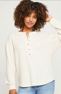The Cara Waffle Knit top - Cream - Gentle Fawn